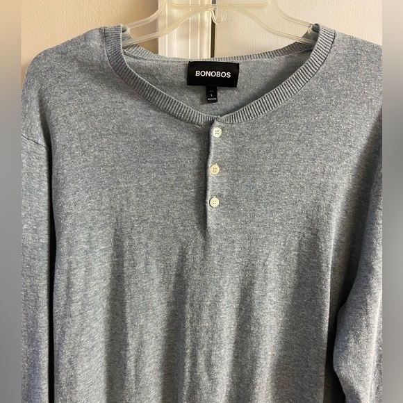 Bonobos sweater Henley men linen blend Large NWOT - Picture 2 of 7